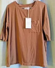 NEW Southcott Threads Taking Shape Oversize Tee Brown Chest Pocket Size 1 (S)