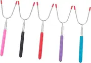 Sosoport 5Pcs Extendable Stainless Steel BBQ Forks Practical Skewers with Ergonomic Grip for Safe Barbecue Camping Use Rustproof Design for Meat Vegetables