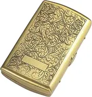 [Lorxilar] Cigarette Case Mini Box Copper Retro for 12 Capacity Double Sided Spring Clip Open Cigarette Case Holder,One Size,Gold