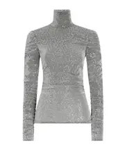 Dolce Gabbana Draped Sequined Turtle-Neck Top IT40,IT42,IT38 silver