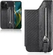 JEYORZY 1 x Card Holder for Phone, Card Holder for Sticking on for Phone, Self-Adhesive Mobile Phone Card Holder Made of PU Leather for the Back of the Mobile Phone Case, Zipper Wallet for Wallet Card