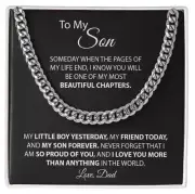 To My son Cuban Link Necklace Message graduation birthday gift from dad