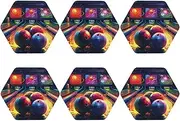 Hexagon Coasters for Drinks Set of 6, PU Leather Coasters for Kinds of Cups, Bowling Balls Drink Coasters for Coffee Table, 4" Cup Coaster for Tabletop Protection Drinking Cup Mat