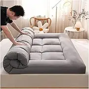 Universal Futon Mattress, Comfortable Japanese Floor Mattress, Breathable, Thick, Roll-Up, Portable, Foldable, Suitable for Guest Bed and Camping.(Gray,120x200cm)
