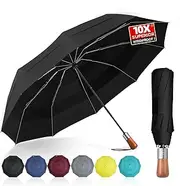 Golf Umbrella Windproof - Triple Canopy Umbrellas for Rain Windproof, Automatic Open & Close Compact Umbrellas - Portable Umbrellas for BackPack Car with 10 Strong Reinforced Fiberglass Ribs