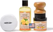 CLARK'S Cutting Board Finishing Kit | Orange-Lemon Scent | Oil (12 oz) - Wax (6oz) - Small Applicator - Buffing Pad