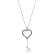Pandora S925 Large Floating Heart Key Necklace With Fuchsia CZ 396584FPC-80cm