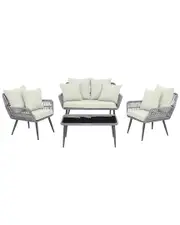Manhattan Comfort Portofino Patio 4-Person Conversation Set with Coffee Table