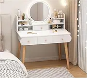 Makeup Vanity Table Set with Mirror, White Vanity with Lighted Mirror, 3 Lighting Modes Gift for Girls and Women White Vanity, Big Modern Makeup Vanity Table