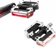 REDSHIFT ARCLIGHT PRO Flat Bicycle Pedals with LED Lights, Auto On-Off, 36+ hr Battery, USB Rechargeable, Weatherproof, Flat Aluminum Bike Pedal with 9/16in Steel Spindle and Traction Pins