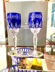 Pair Of Waterford Clarendon Cobalt Blue Cordial Glasses. Brand NIB. Sold In Pair