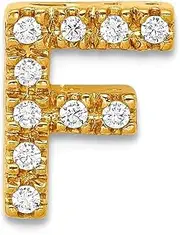 [JewelryWeb] 14k Solid Yellow Gold Diamond Letter Name Personalized Monogram Initial F Charm 10.73x8.52mm Wide Pendant Necklace for Women