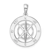 Sterling Silver De-Ani Rhodium-Plated Moveable Needle Compass Pendant