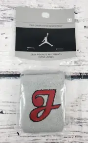 Vintage Nike Michael Jordan Jumpman "J" Logo Wristbands Grey & Red - NEW