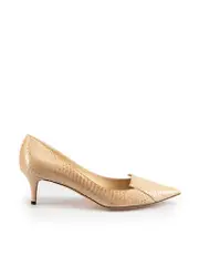 Beige Python Pointed Toe Pumps