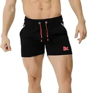 [BROKIG] Men's Gym Sport Shorts, Lightweight Workout Fitness Running Shorts 5" Quick Dry Exercise Bodybuilding Shorts Zip Pocket