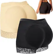 [Comebachome] Padded Butt Shapewear for Women, 2pcs Seamless Butt Lifter Panty, Enhancer Underwear, Tummy Control Pads Shapewear