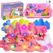 Unicorn Magic Sand Kit for Girls Sensory Bins for Toddlers with LED Light 2.2...
