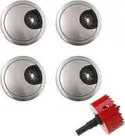 JZK 4 x Metal 60mm Desk Table Cable Grommet Set with 60mm Hole Saw, PC Desk Cable Tidy Grommet Management Hole