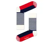 Happy Socks Men's Half Stripe Socks - Navy/Red/Cream