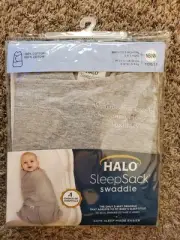 HALO Sleep Sack Swaddle NB Cotton Gray 0-3 mnth 6-12 lbs 19-23 inchs TOG 1.5