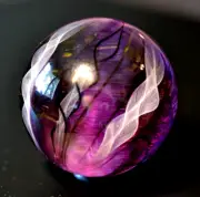 JEREMY DRISKELL GLASS MARBLE/2.264"-TRANSPASRENT VIOLET ZEBRA FILIGRANA-LACEY