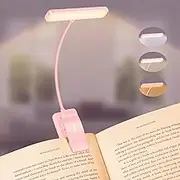 Gritin 19 LED Book Light, Reading Light Book Lamp for Reading at Night with Memory Function, 3 Eye-Protecting Modes -Stepless Dimming, Long Battery Life, 360° Flexible Lamp for Bed,Tablet-Pink