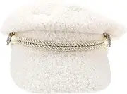 [Ipetboom] Female Octagonal Hat Fashionable Lambwool Cap Girls Outdoor Warm Hat Stylish Decorative Head White