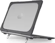 [ProCase] MacBook Air 13 Inch Case 2020 2019 2018 Release M1 A2337 A2179 A1932, Heavy Duty Slim Hard Shell Protective Cover with Fold Kickstand for MacBook Air 13 Retina with Touch ID -Black
