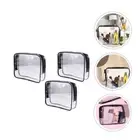 3 Pcs Transparent Makeup Pouch Clear Toiletry Bags Cosmetic Train Case