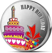 Happy Birthday 20 Gm Silver Coin Coloured (999) Pure Silver Simple items For GIft