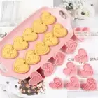 10Pcs/set Love Heart Shape Cookie Cutter Cookie Embossing Stamp Valentine's Day