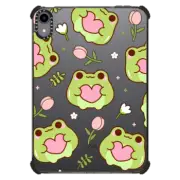 iPad mini (6th gen) iPad Impact Case Cute Frog Holding A Heart with Pink Tulip - Kawaii Animal with Flower in the Garden