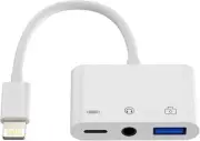 Lightning to 3.5mm Headphone Jack Dongle(3in1)iPhone USB Charger AUX Audio Cable