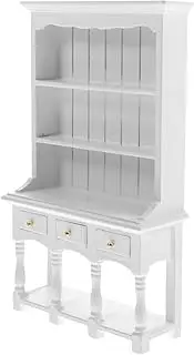 Toyvian 1:12 Scale Miniature Wooden Cabinet Model for Doll House Decor White Mini Furniture