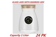 24 x Glass Jar Food Storage Bottle Sealed Cans Bamboo Lid Air Tight Container 1 Liter