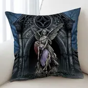 Dark Art the Eternal Fight Angel Statue and Woman Cushion Cover