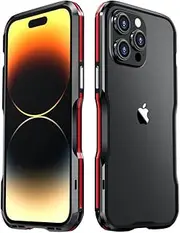 Metal Frame for iPhone 14 Pro Max 14 Plus 13 12 Mini 11 SE Aluminium Protective Cover Skins,Black Red,for iPhone 14 Plus