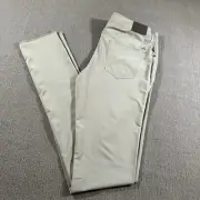 J Hilburn Mens Pants Waist 34 Unhemmed Gray Golf Stretch Chino Tech NWT