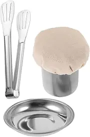 TIDTALEO 1 Set Convenient Oil Brush Jar Tray Wear Resistant Oil Mop Food Tongs for Pancakes BBQ and Restaurant Use Construction