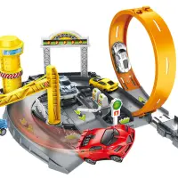 在飛比找蝦皮商城精選優惠-🌈DIY組裝工程車汽車彈跳拼裝軌道停車場兒童益智拼裝模型玩具
