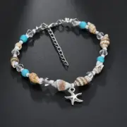 Shell Beads Anklets-Starfish Turtle Beaded Ankle Bracelet Women Handmade Jewelry