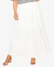 City Chic Womens Plus Size Medium 18 Linen Pull On Wonderous Maxi Skirt in Ivory