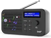 Portable DAB Radio, DAB+ FM Radio, Digital Radio, USB Rechargeable Battery Powered, Small Radio with LCD Display, 15 Hours Running Time, 40 Preset Stations, 3.5 mm Headphone Jack(Black)