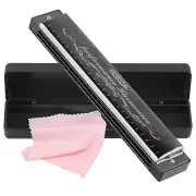Harmonica Professional Harp Key of C 24 Hole Polyphonic with Case