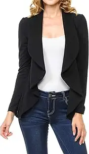 [MINEFREE] Women's Long Sleeve Classic Draped Open Front Lightweight Blazer(S-3XL)