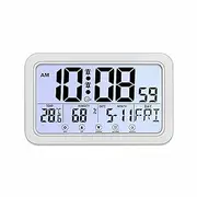 Lancoon Touchscreen Alarm Clock with Backlight, 2 Music Sets Snooze Display Temperature and Humidity Date and Day, USB/Android Input Port, Hanging or Standing for Bedroom Living Room Office