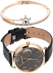 [VALICLUD] Moon Pattern Watch Bracelet Set Star Design Elegant Present for Festival