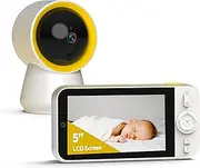 Ellie Baby Monitor, 5" IPS Screen, 1080P HD No WiFi Camera, 6000mA Battery Life, 1000ft Long Distance, Smart Monitoring: Cry Detection, Virtual Fench, Sleep Analysis, 24hrs Playback, Anti-Noise