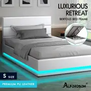 ALFORDSON Bed Frame King Single Size Platform RGB LED Gas Lift Base Storage White